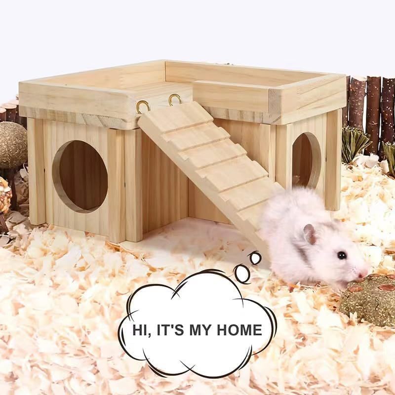 木製ハムスター迷宮トンネル梯子付居室よけ屋玩具巣造景用品小屋生息地籠|undefined