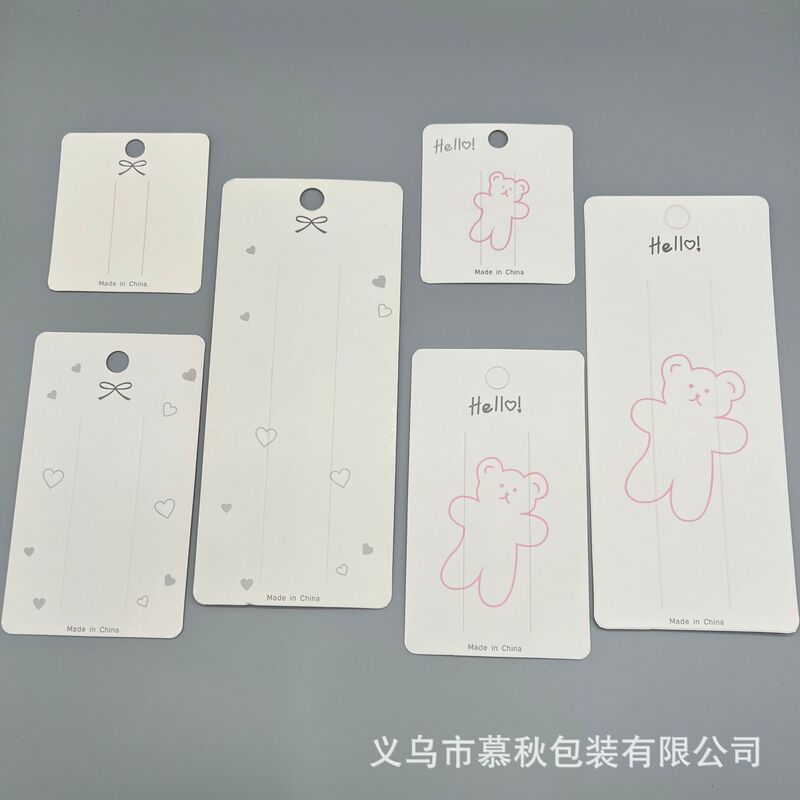 Cute bear hairpin cardboard wholesale card hair accessories display card minimalist bow jewelry accessories DIY material