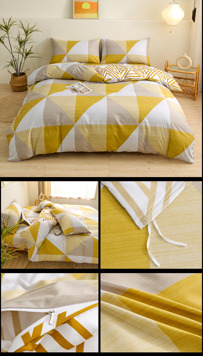 Articles de literie, textiles de maison, draps, ensemble de quatre pièces, draps à poches profondes_voghion.com