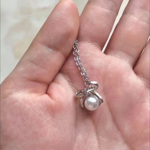 Bowknot Pearl Necklace Luxury Niche Ins High-end Simple Fashionable Elegance Clavicle Qixi Festival Valentine's Day Gift 
