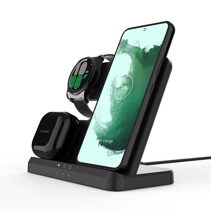 Беспроводное трёхвекторное складное зарядное устройство (совместимо с Samsung), подставка для телефона/часы/наушники, опция 24 шт.