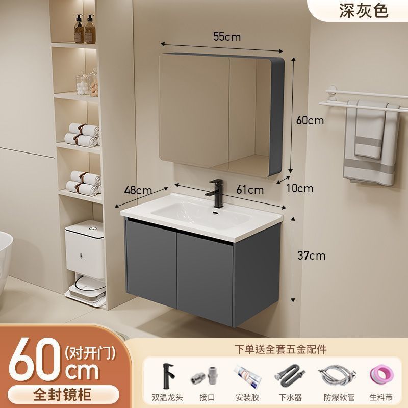 Gabinete de baño de aluminio inteligente espacial grueso combinación lavabo lavabo en cerámica lavabo fábrica de inodoro al por mayor