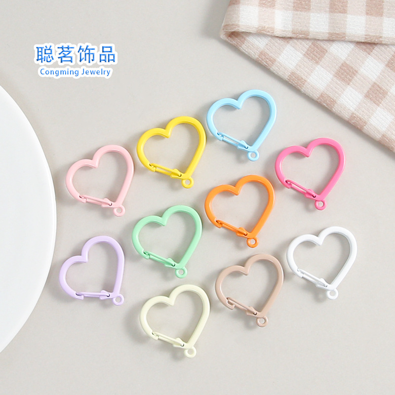 创意彩色爱心心型弹簧扣diy饰品配件挂饰简约百搭钥匙扣配饰批发
