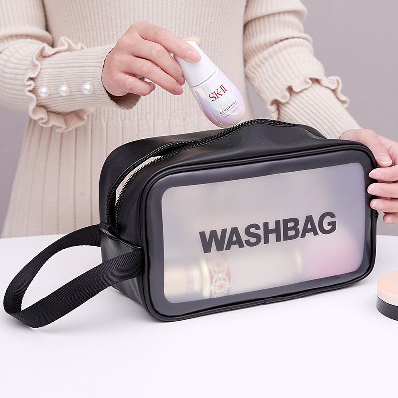 Pu Transparent Cosmetics Cosmetics Bag Waterproof and Moisture-Proof Toiletry Bag Large Capacity Satchel Travel Bag Cosmetic Bag