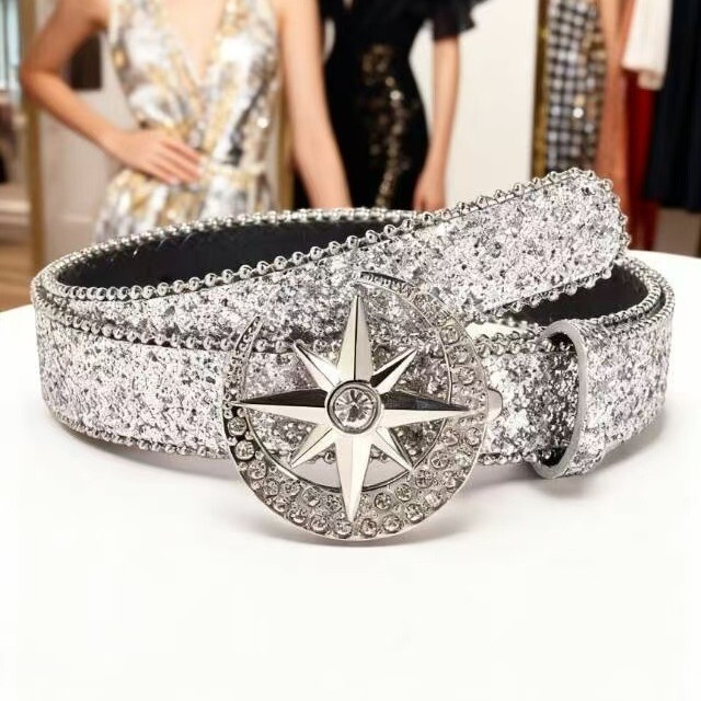 Subculture Diamond Belt Punk Y2K Sexy Millennium Rhinestone Versatile Women's Decorative Jeans Belt Decoration