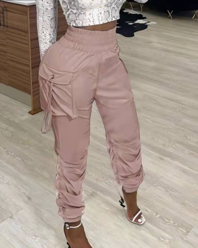 Pantalones Cargo con Cintura Alta para Mujer de Algodón para Otoño e Invierno