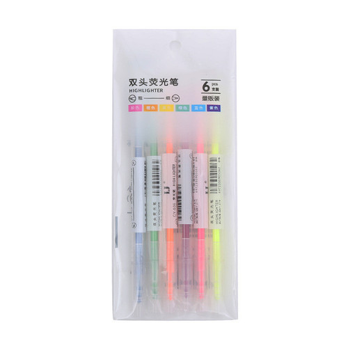 Colorful Double-Headed Highlighter Pen 6 Colors 12 Colors Marker Highlighter Pen Student Doodle Journal Pen Slanted Tip Watercolor Pen