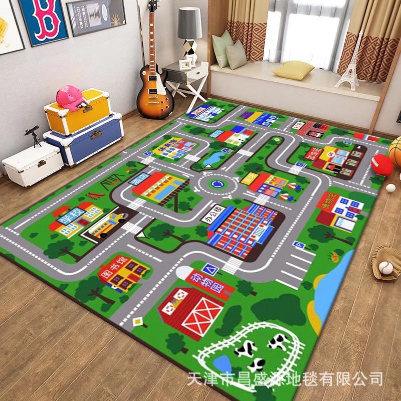 跨境儿童地毯停车场水晶绒爬爬垫游戏交通马路地垫早教幼儿园地毯|undefined