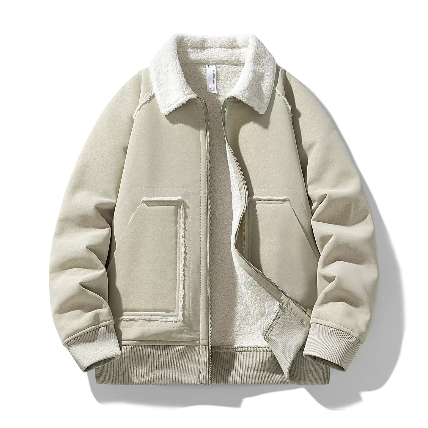 2025年冬季加厚羊羔绒翻领棉衣男士大码潮牌保暖夹克棉服外套