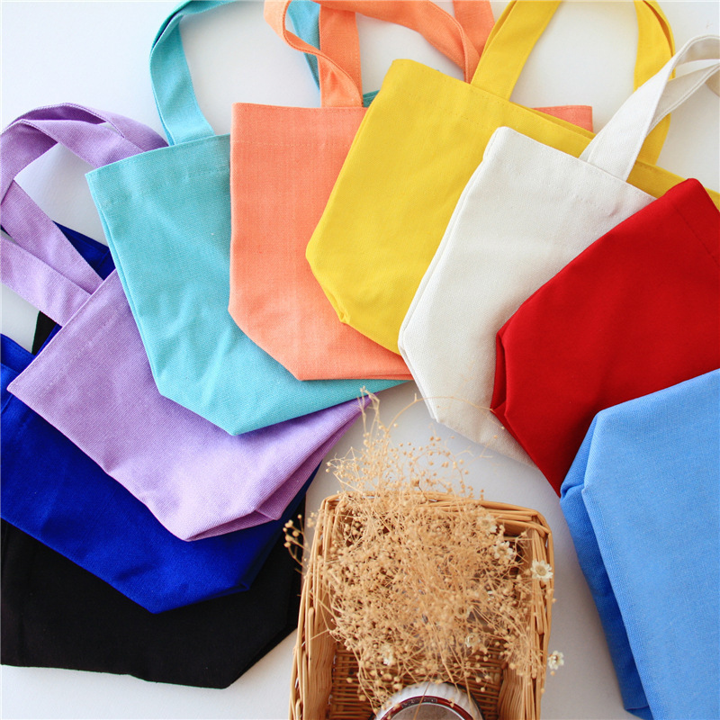 Z01 Lunch Bag Pure Color Canvas Small Cloth Bag Satchel Canvas Bag Lunch Box Cosmetic Bag Clutch Bag Storage Bag Small Bag