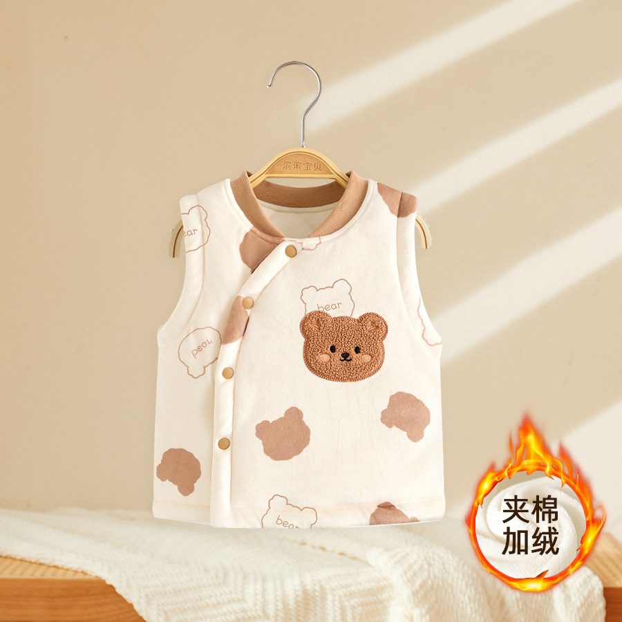 New Baby Autumn and Winter Vest Baby Outer Wearing Cotton Thickened Waistcoat Men's and Children's fleece-lined Vest Women's Warm Vest