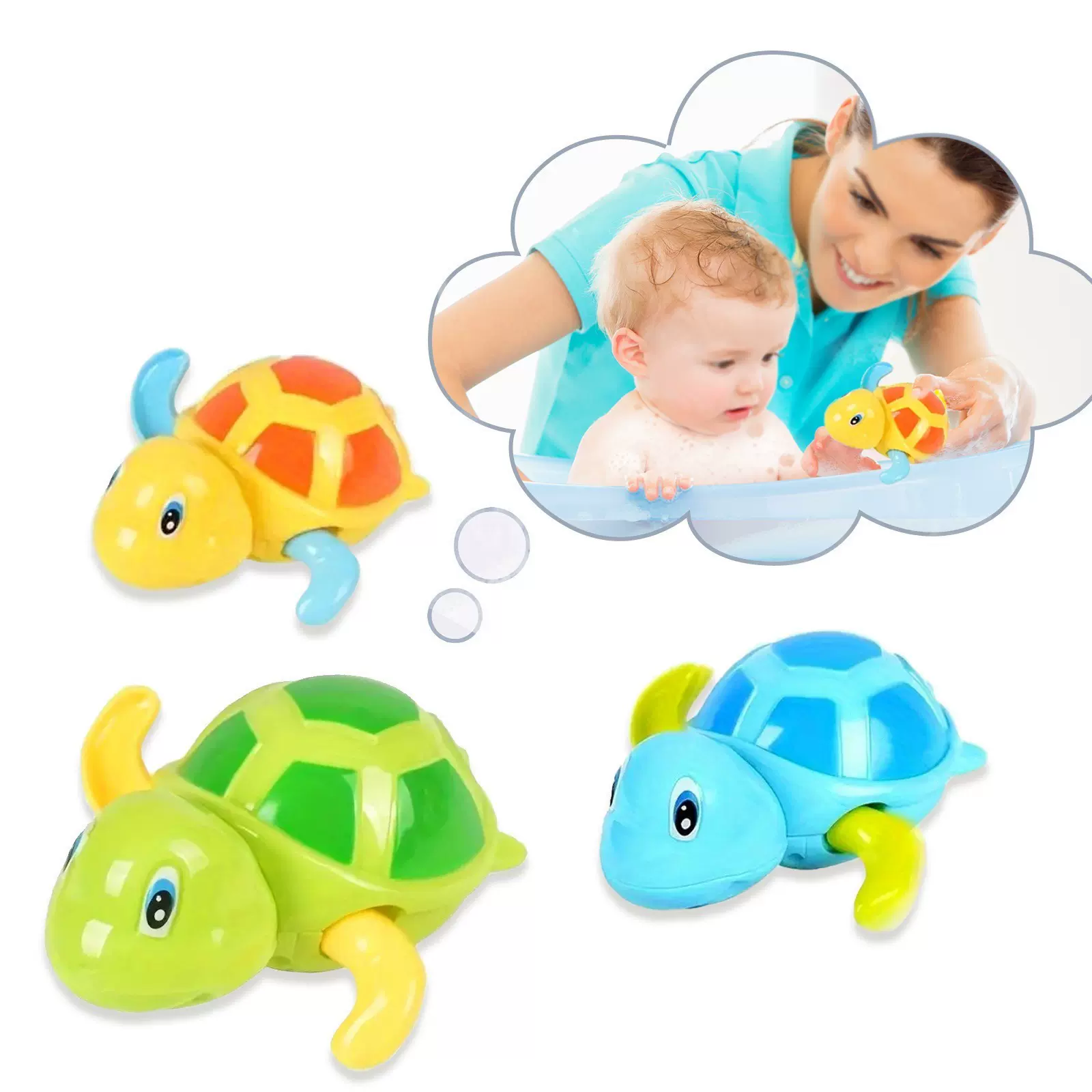 儿童洗澡酷游小乌龟浴室戏水婴幼儿沐浴宝宝上链发条水上玩具跨境