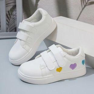 Girls' sneaker 2025 Spring New White Shoes Breathable Leather Panel Shoes Flat Ball Shoes for Middle and Big Children and Students