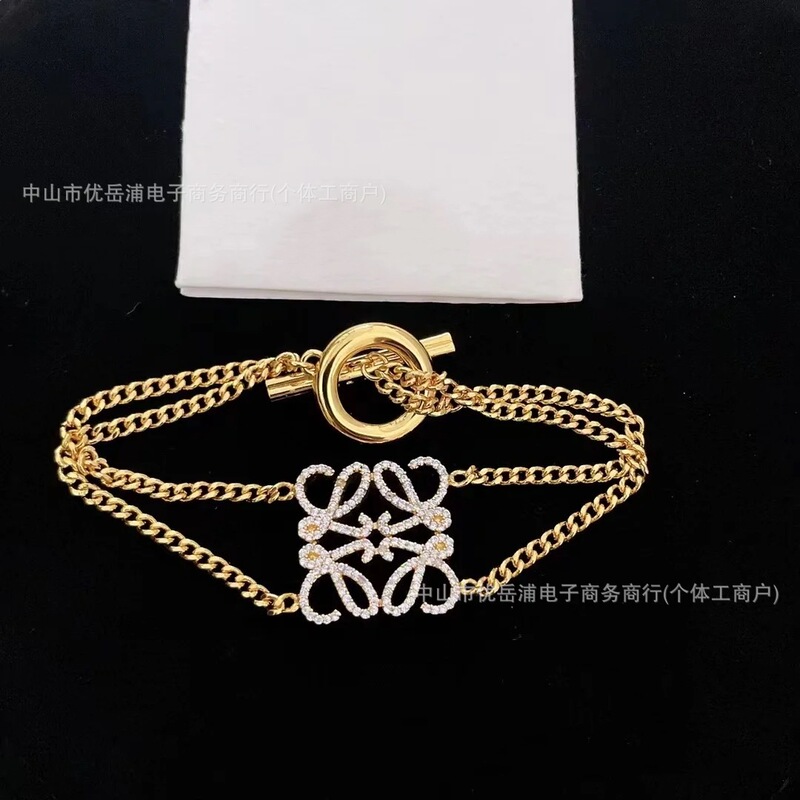 Authentic Real Photo of Luo Wei's Ruyi Knot Chinese Knot Full Diamond Double Layer Bracelet for Women High-End Design Bracelet for Women Wholesale