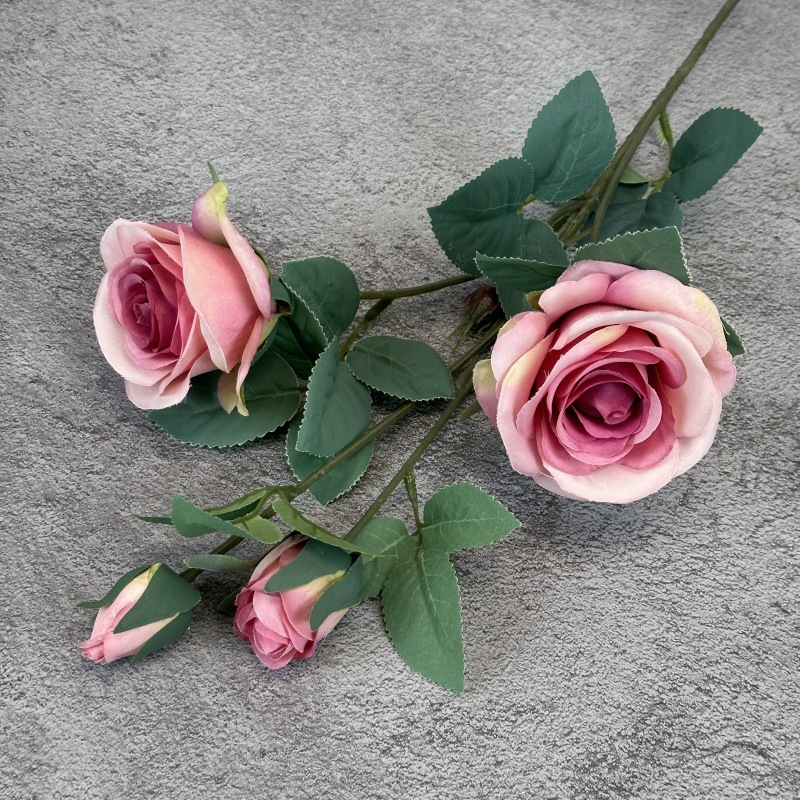 Arreglo Floral Artificial de Rosas de 4 Cabezas para Decoración de Bodas, Hoteles y Hogares, Decoración de Habitaciones de Boda, Flores de Seda, Flores Artificiales al por Mayor