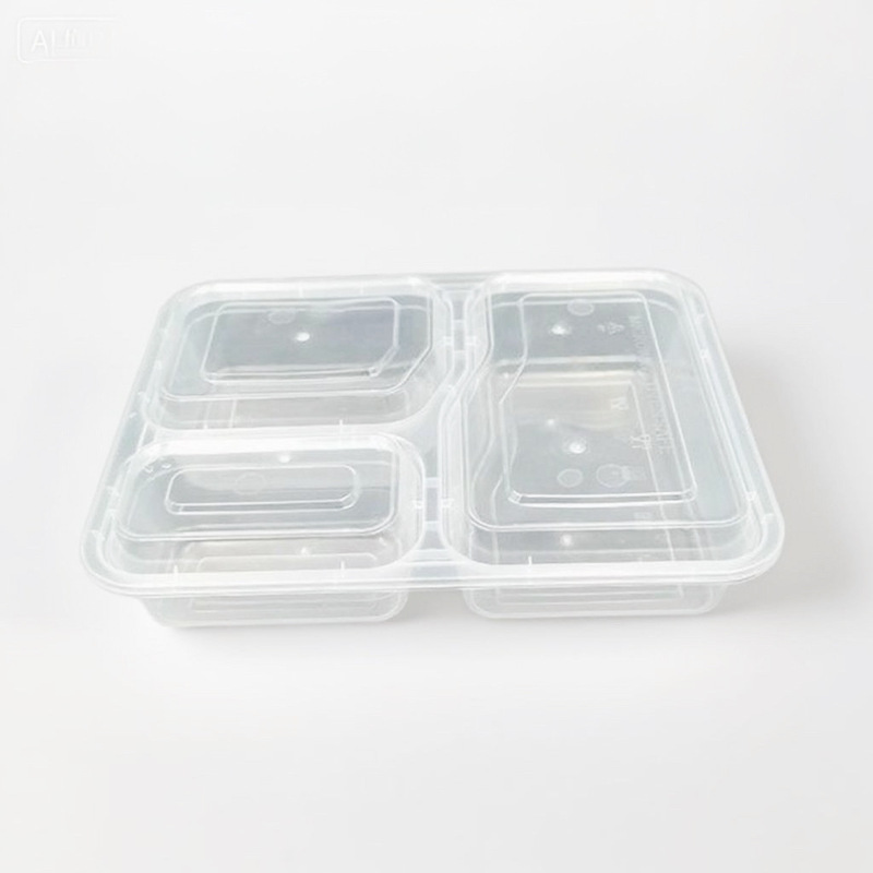 一次性透明三格快餐盒长方形加厚便当外卖打包盒多规格食品级定制|undefined
