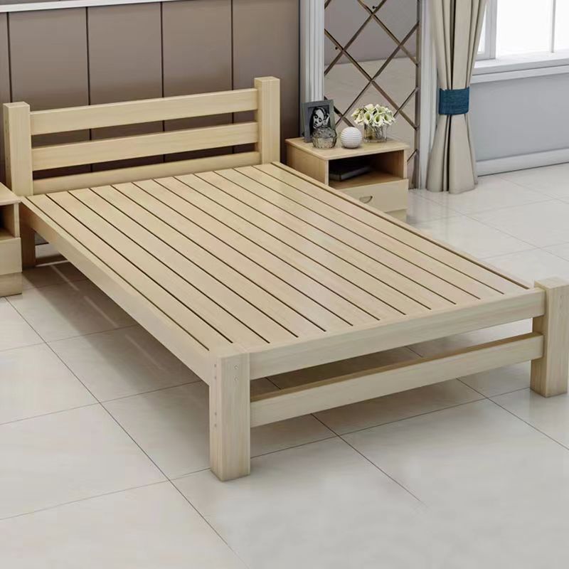 Solid wood bed wholesale simple double bed 1.5 m1.8 m student bed 1 m single bed 1.2 staff wooden bed dormitory