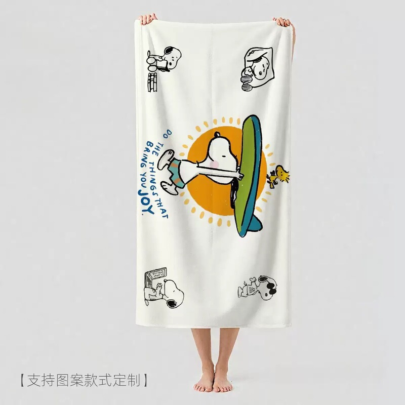 Snoopy Cartoon Bath Towel, Beach Towel, Quick-Drying, Water-Absorbent, Soft Microfiber Household Swimming and Fitness Towel