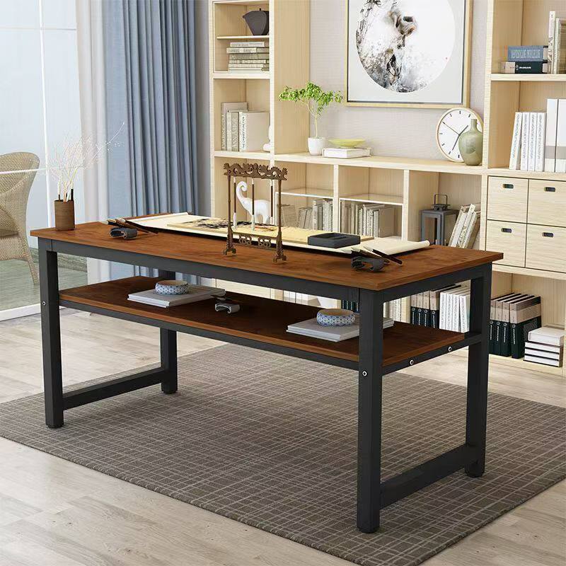 Simple Double Student Desk for Home Use, Suitable for Rental Apartments, Small Narrow Computer Desk Against the Wall, Small-Sized Writing Desk