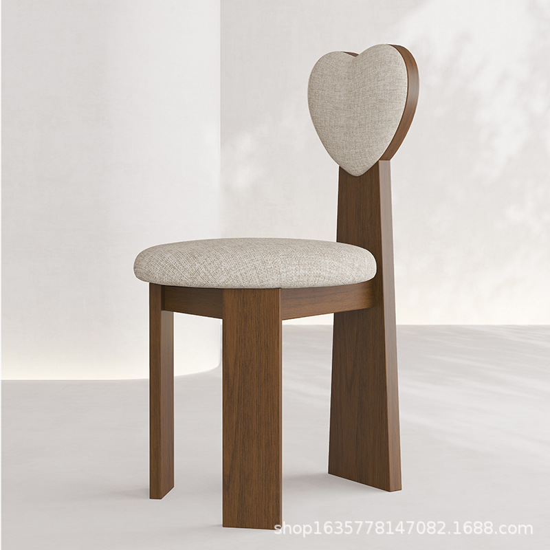 Nórdico retro silla de comedor de madera sólida hotel de restaurante casero estilo medieval silla de respaldo silla de tela de algodón fábrica de fuente