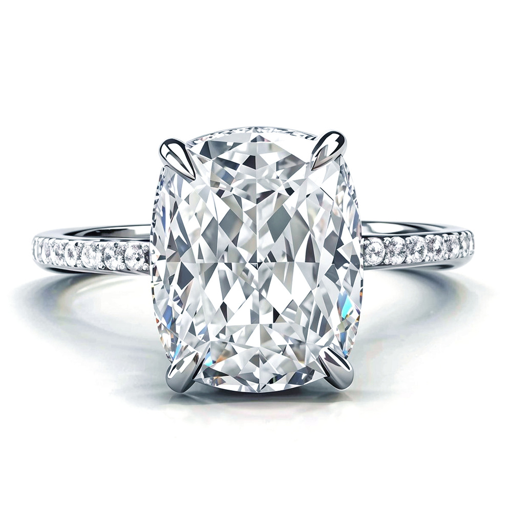 4Ct 8X10 Long Fat Square Moissanite Ring Female 925 Silver Engagement Diamond Ring Fashion Classic European American Jewelry Wholesale