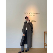 现 2025冬季新款韩国设计师mon*ha气质翻领羊毛呢羊绒大衣