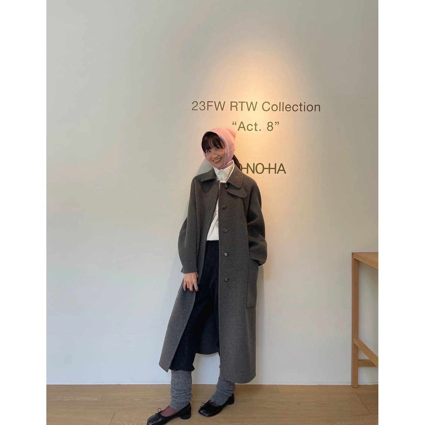 现 2025冬季新款韩国设计师mon*ha气质翻领羊毛呢羊绒大衣
