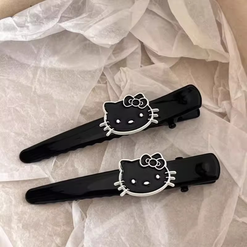 黒い猫のヘアピン！甘い韓国のかわいい前髪クリップ漫画子猫の髪サイドクリップカモノハシクリップヘアアクセサリー|undefined