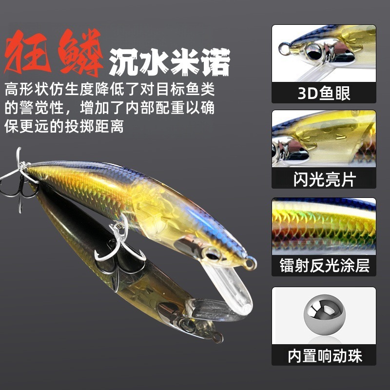 工厂现货38g浮水型路亚假饵狂鳞米诺跨境热款渔具垂钓用品|undefined