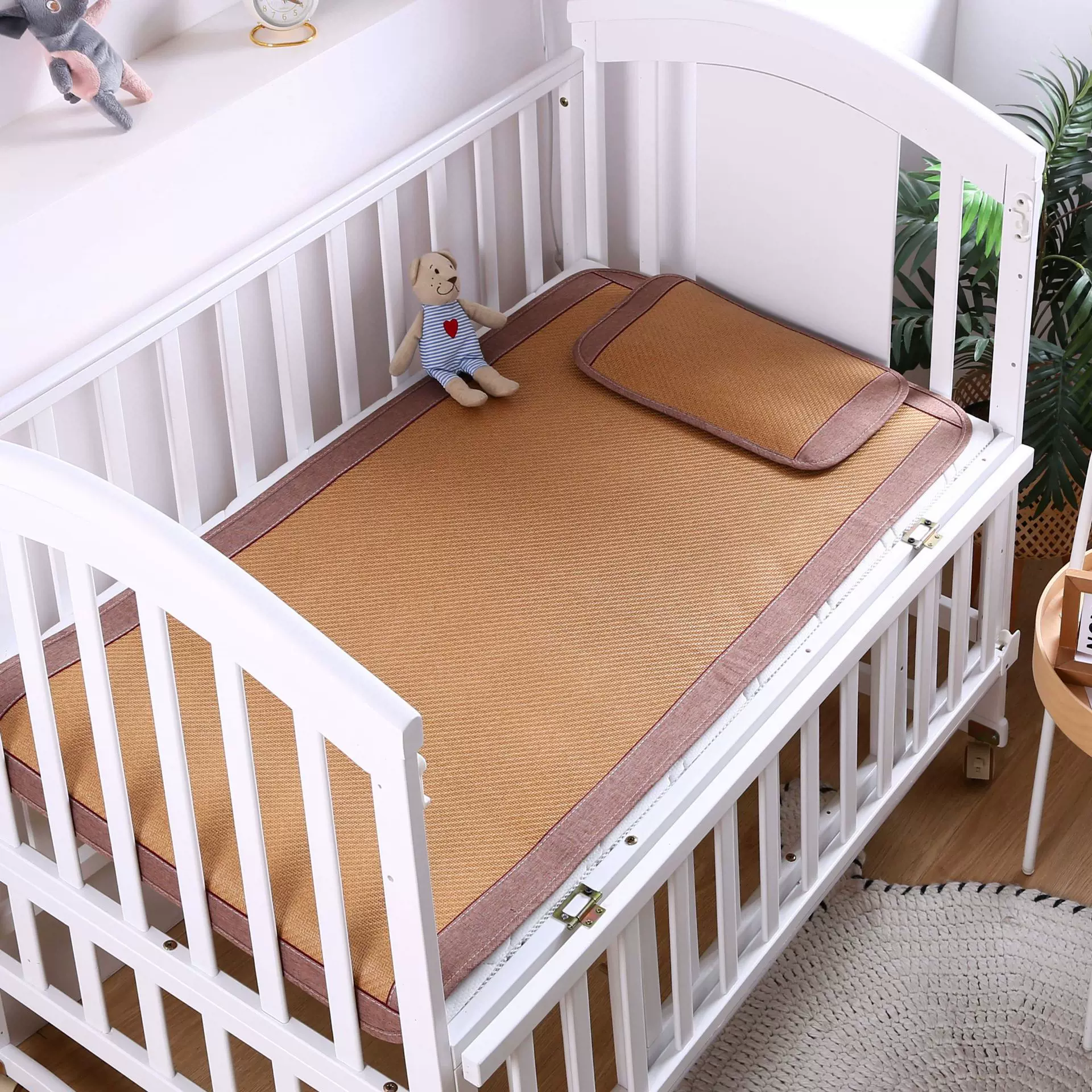 儿童凉席套装两用双面藤冰丝席子批发宿舍幼儿园夏季学生床垫草席