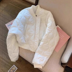 白色立领棉服女上衣秋冬新款洋气小个子加厚短款长袖棉衣保暖外套