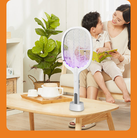 Source manufacturers 2025 new electric mosquito swatter two-in-one base charging home USB mosquito lamp portable electric mosquito swatter
