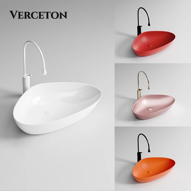 Triangle shaped art table basin color ceramic integrated wash basin single basin creative wash basin wash basin