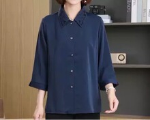 妈妈款真丝7分袖上衣