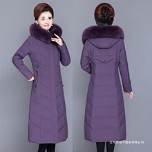 羽绒服女过膝长款冬季新款中老年女装加厚保暖外套大码妈妈装