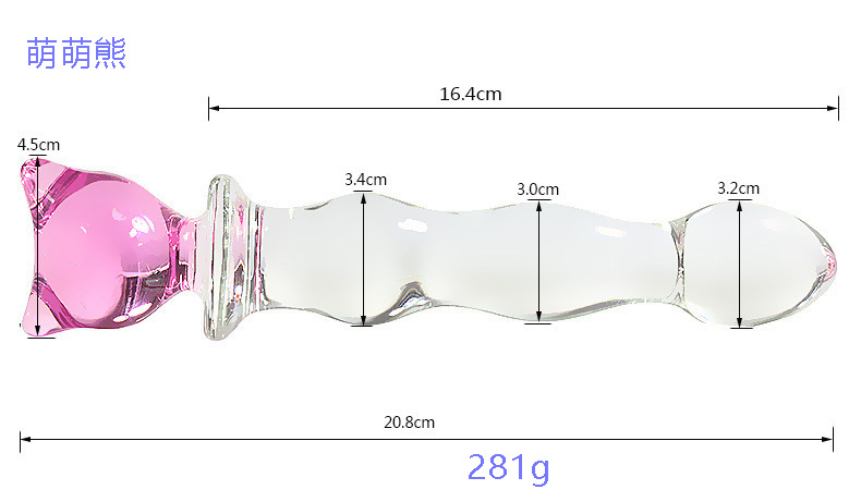 Crystal Glass Dildo Wand, Transparent Heart-Key Design, Smooth Adult Massage Stick — detail image 5