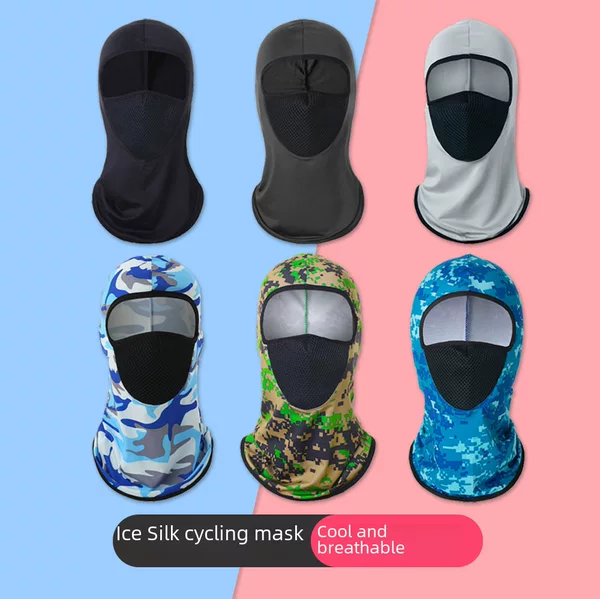 Sharetour Cycling Mask, Ice Silk Headgear, Motorcycle Breathable Mesh Neck Gaiter, Integrated Hood Hat