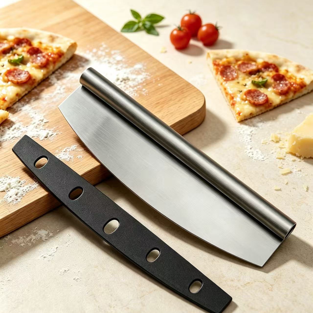 Cross-border in-stock kitchen pizza cutter, stainless steel pizza cutter, cookie dough knife, spatula, pizza knife