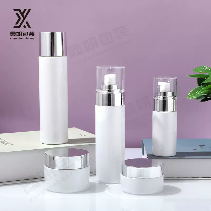 现货 直圆套装瓶 网格底玻璃瓶 膏霜瓶 乳液瓶 爽肤水瓶 男士护肤