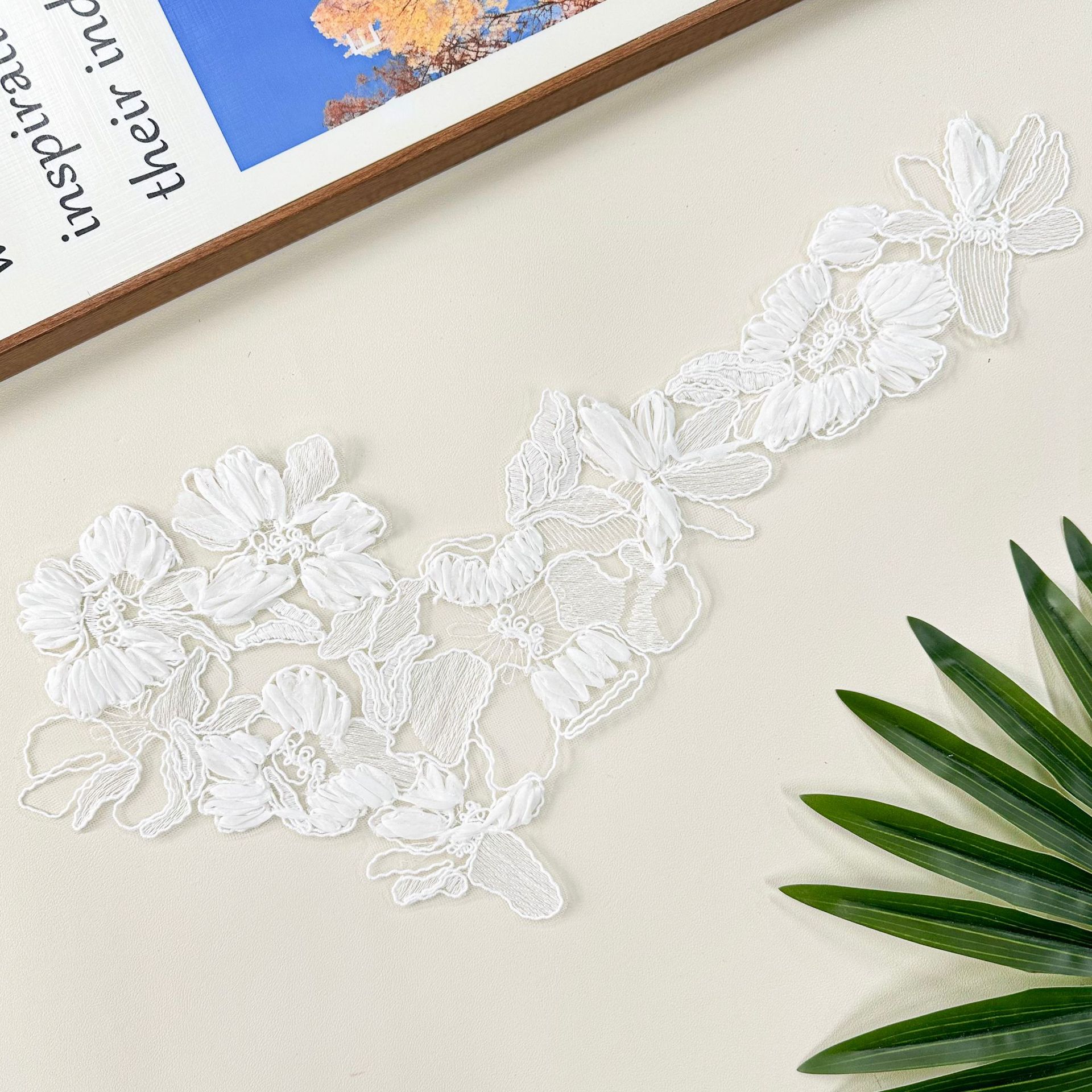 Parches de flores de encaje blanco accesorios de ropa DIY parches de collar de encaje hechos a mano accesorios de decoración DIY image 3