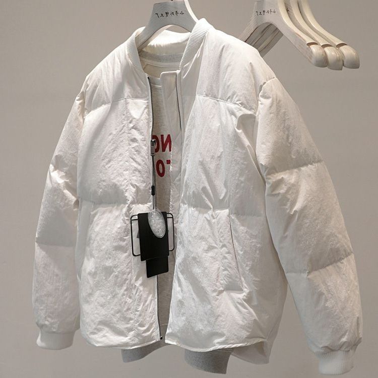 2025年秋冬时尚新款保暖棉服女宽松纯色棒球服领慵懒风面包服外套|undefined