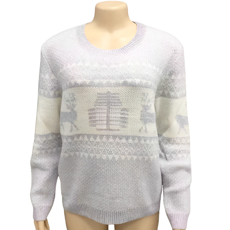 Amazon popular jacquard casual suéter de Navidad estilo perezoso Otoño e Invierno de las mujeres europeas y americanas suéter de punto