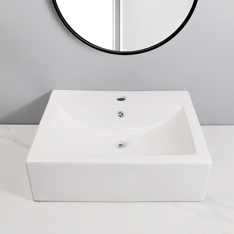 Simple bathroom ceramic counter basin bathroom white modern design rectangular ceramic sink square ceramic wash basin Simple bathroom ceramic counter basin bathroom white modern design rectangular ceramic sink square ceramic wash basin