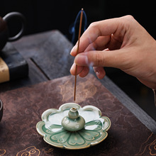 陶瓷宝相花转转葫芦莲花线香插香座家用线香炉室内书房点香卧香炉