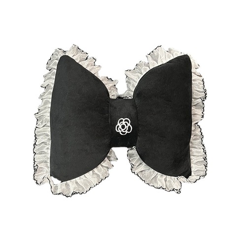 All Seasons Camellia Bow Lace Car Headrest Lumbar Car Plush Cushion Neck Pillow Car