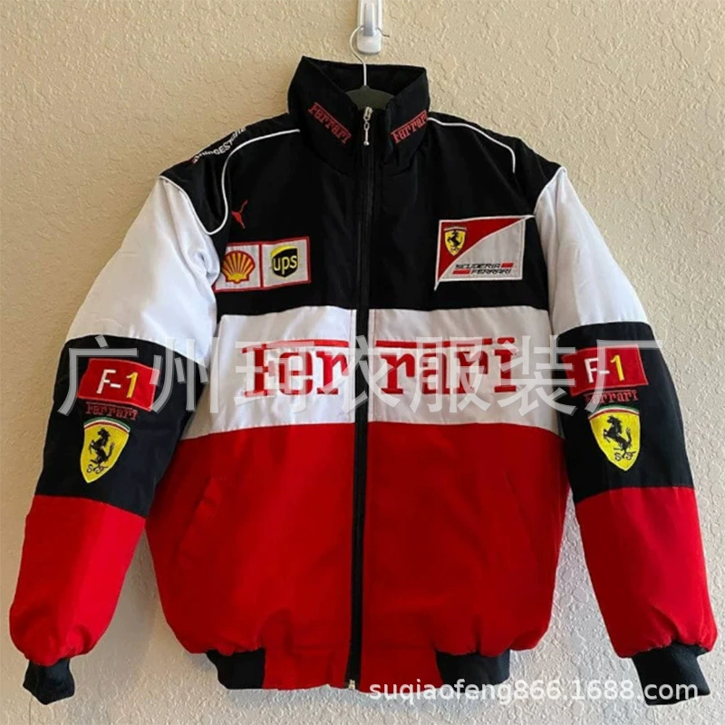 Пуховик Ferrari oversize, хлопковый с наполнителем пух/перо, европейский зимний стиль