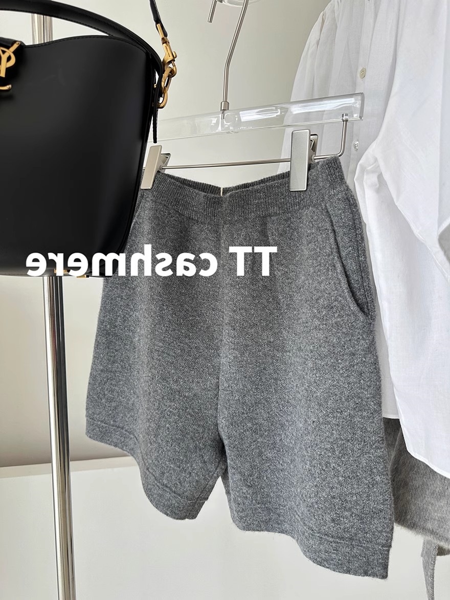 秋冬简约慵懒感 宽松阔腿羊毛针织短裤女高腰A字抽绳毛织休闲裤子