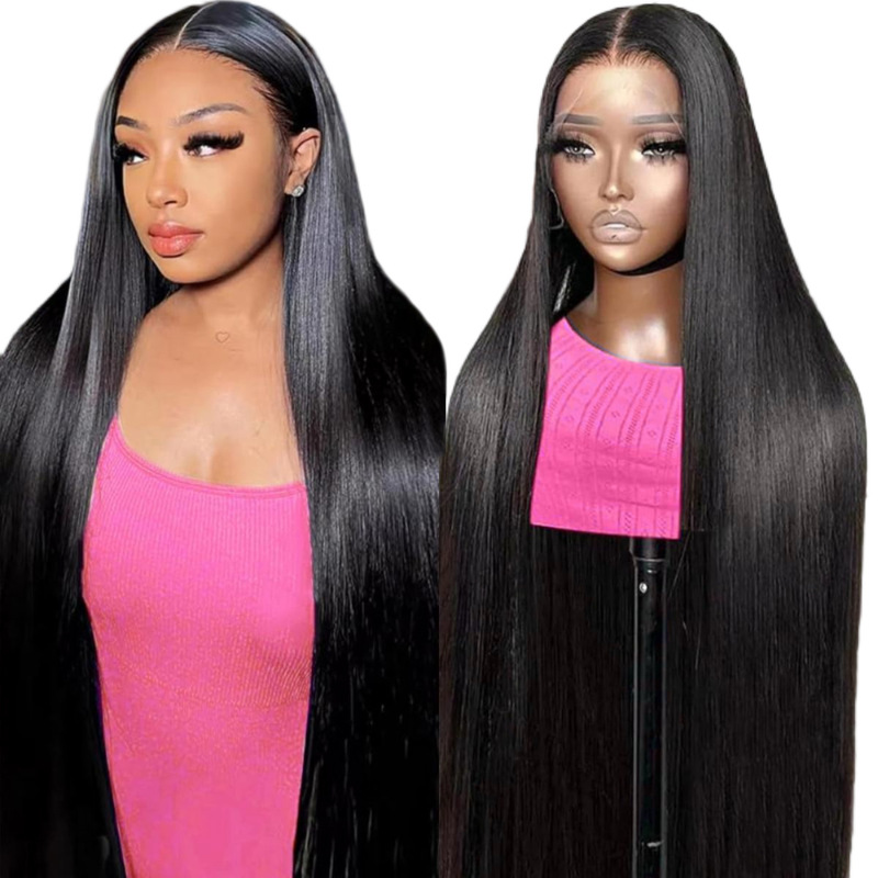 Front Lace Wig Lace Wig 5X5 Straight Hair Headgear Natural Color Long Hair Real Hair Reverse