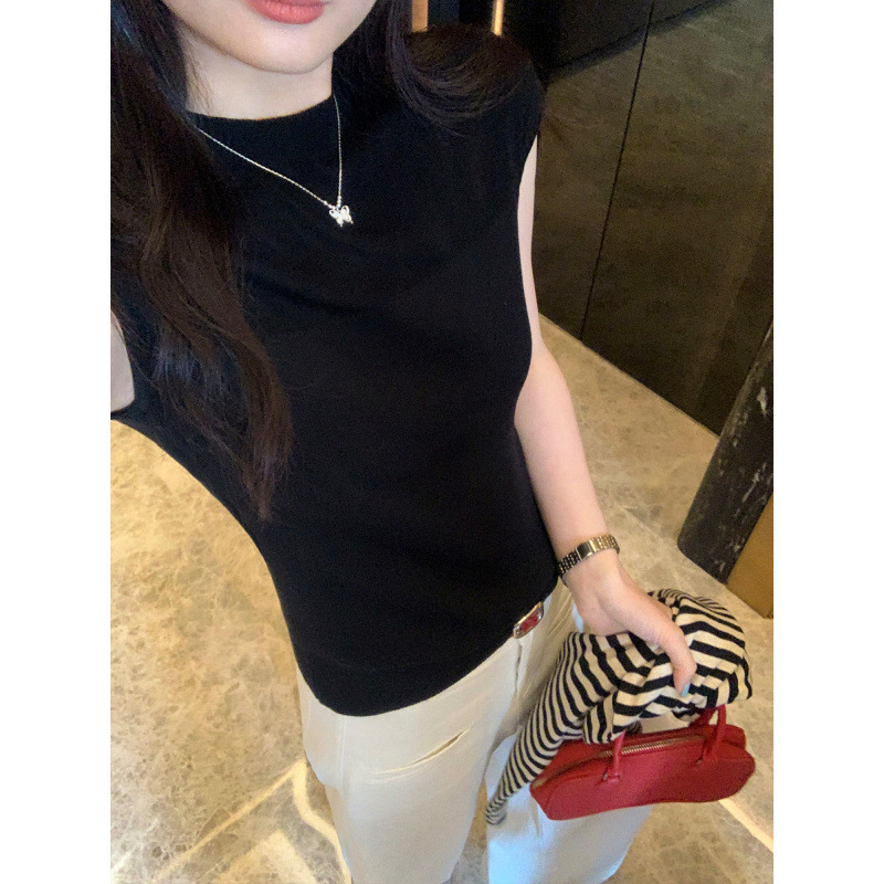 European-Style Lyocell Tencel Slim-Fit Sleeveless Knit Vest for Women, Summer 2026 New Korean-Style Beautiful Top