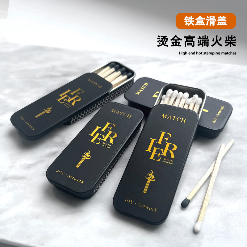 New Match High Color Value Black Slide Cover Iron Matchbox Light Luxury Match Household Aromatherapy Match Cigarette Lightening Tool